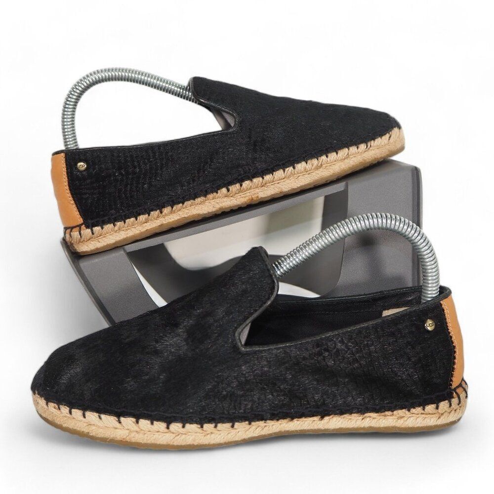 UGG Sandrinne Calf Hair‎ Slip-on Scales Espadrille Black 1007150 Women's 7